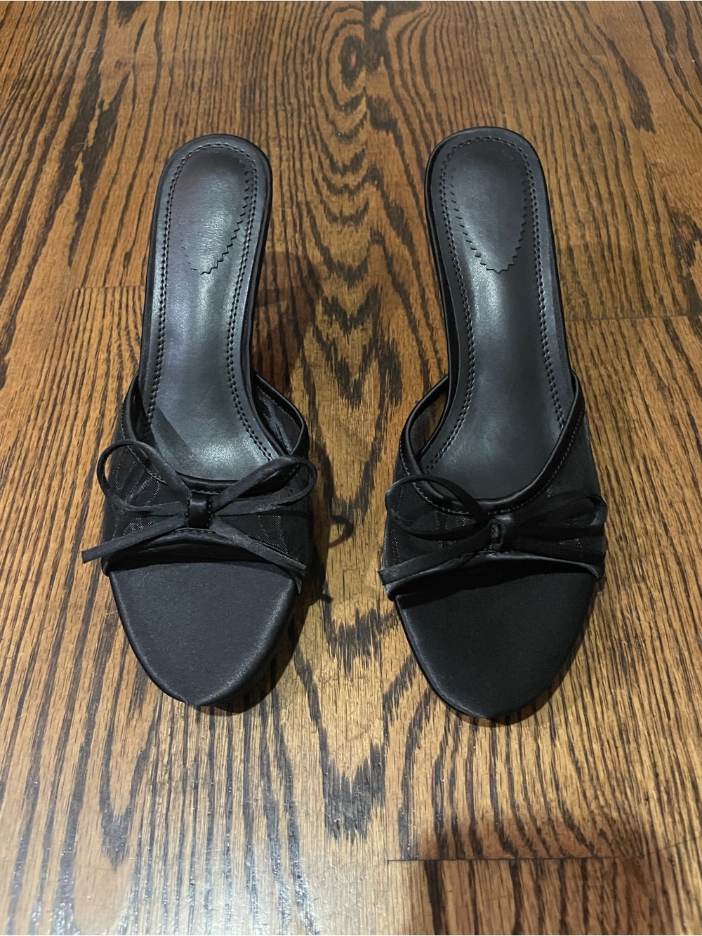Classic Black Bow Slip-On Mules